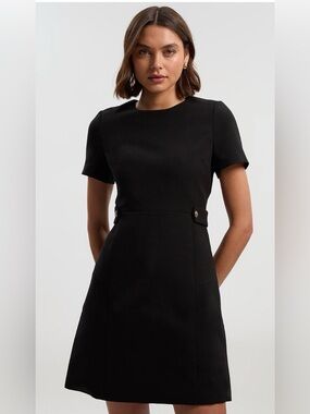 NWT KAREN MILLEN BLACK TAB DETAIL TAILORED MINI DRESS SIZE 10